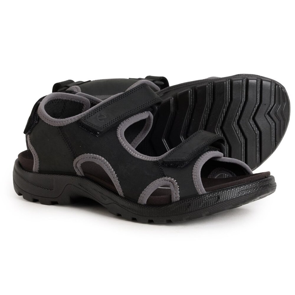 Ecco Men's Onroads Sandal 3 Leather Quick Fasten Straps Fluidform Footbed Black